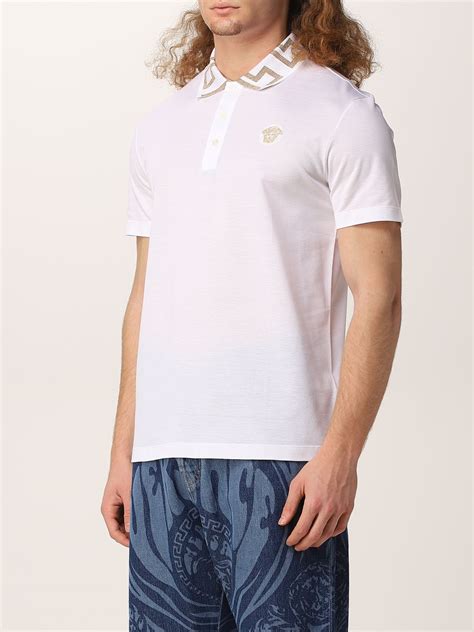 versace collection white polo best price|versace polo shirt price.